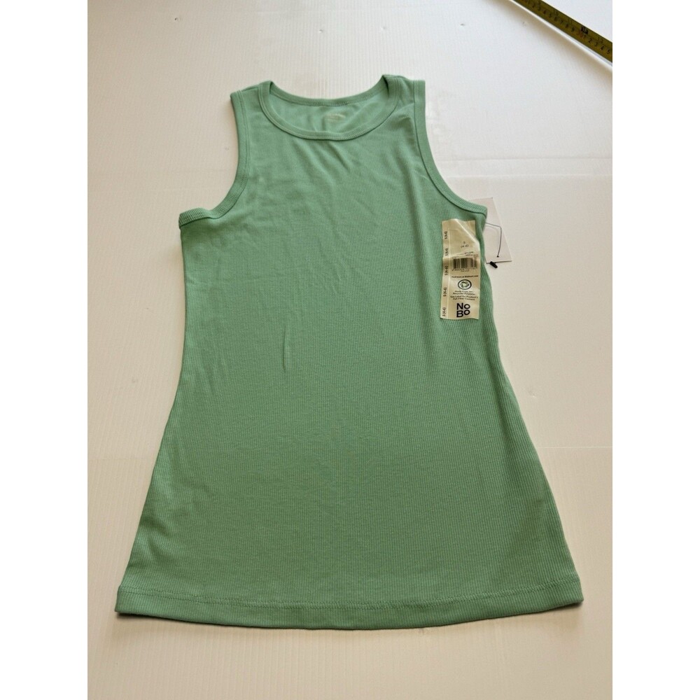 No Boundaries Ribbed High Neck Tank Top Verdant Jade Small 4-6 NWT